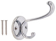 ProSource H-032-CH Coat and Hat Hook, 22 lb, 2-Hook, 1 in Opening, Zinc, Chrome