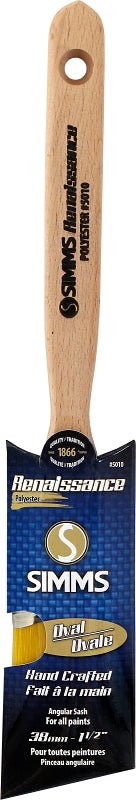Simms 5010-38 Paint Brush, 1-1/2 in W, Oval Sash Brush, 1-1/2 in L Bristle, Synthetic Hybrid Blend Bristle