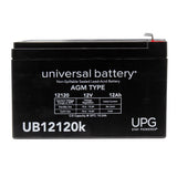 Universal Power Group U12120 12 Ah 12 V Lead Acid Battery, Pack of 2