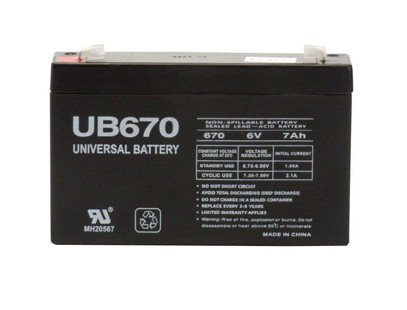 Universal Power Group UB670 7 Ah 6 V Lead Acid Battery, Pack of 2