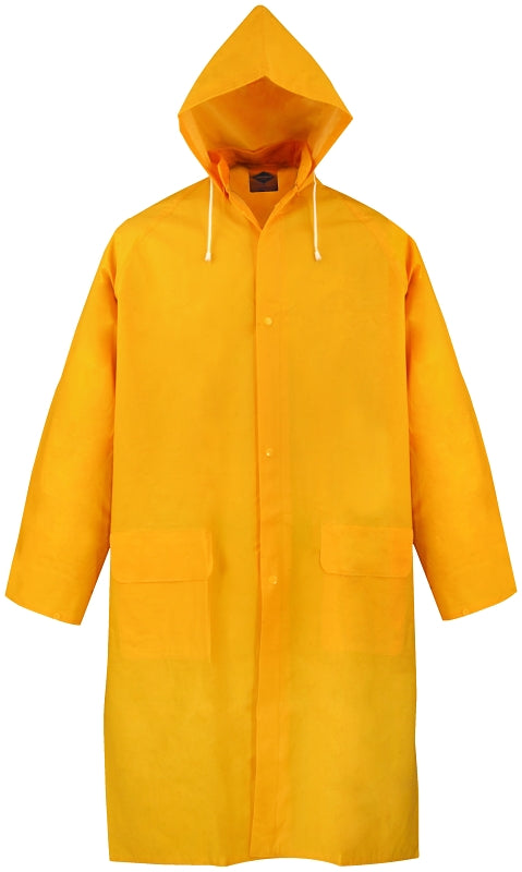 Diamondback PY-800XL Raincoat, XL, Polyester/PVC, Yellow, Comfortable Corduroy Collar, Double Fly Snap Closure, Knee