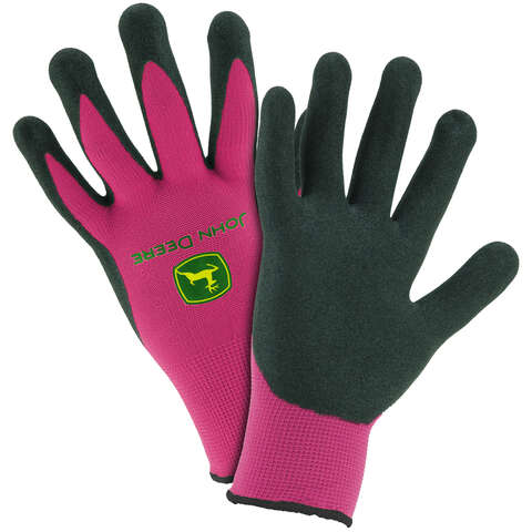 West Chester John Deere Women's Foam Palm Dipped Gloves Black/Pink L 1 pair, Pack of 3