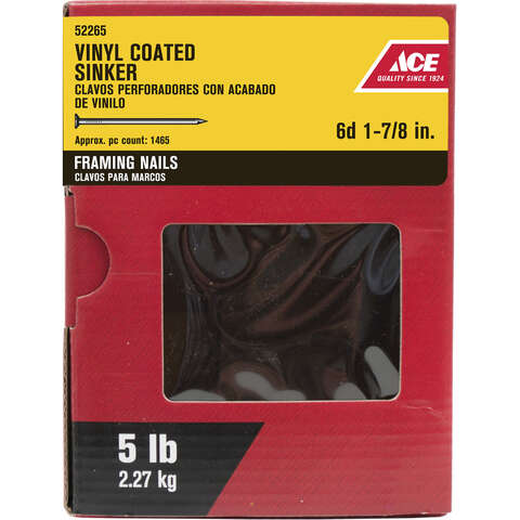 Ace 6D 1-7/8 in. Sinker Vinyl Steel Nail Checkered Head 5 lb