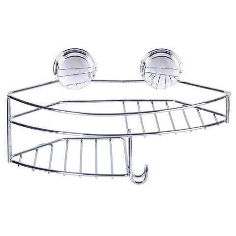 Better Living Stick N Lock Plus 5.44 in. H X 6.5 in. W X 11.8 in. L Chrome Silver Shower Basket