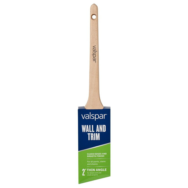 Valspar Wall and Trim Series 882545300 Thin Sash Brush, Wood Handle, 2 in W, Angle Brush, Polyester Bristle, 1/PK