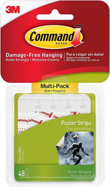 Command 17024-48ES Small Poster Strip, Foam Backing, White, 1 lb