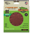 Gator 4142 Sanding Disc, 5 in Dia, 80 Grit, Medium, Aluminum Oxide Abrasive, Vented