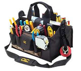 CLC Tool Works Series 1529 Center Tray Tool Bag, 9 in W, 9 in D, 16 in H, 17-Pocket, Polyester