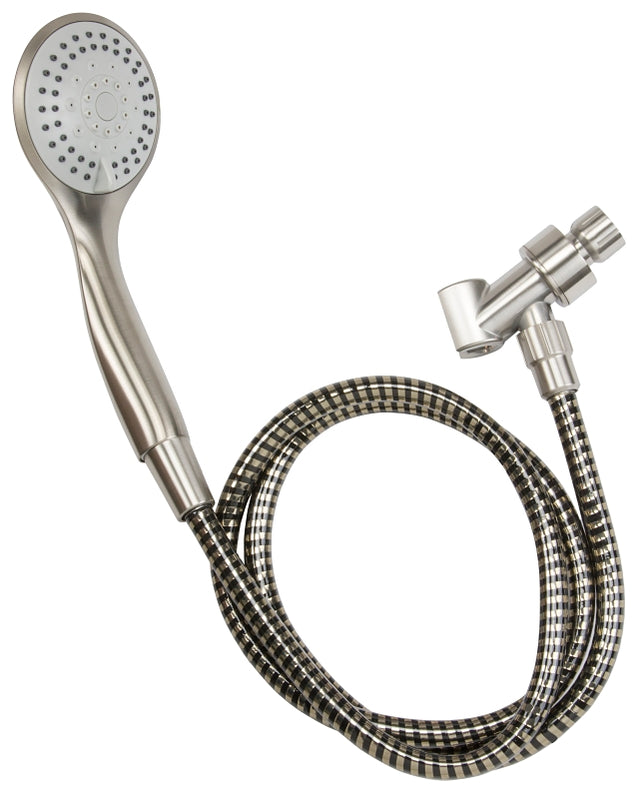 Plumb Pak K744BN Handheld Shower, 1.8 gpm, 5-Spray Function, Brushed Nickel, 60 in L Hose, 3.8 in Dia Head