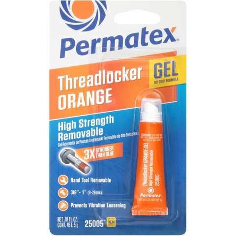 Permatex High Strength Removable Threadlocker Gel 0.18 oz, Pack of 6