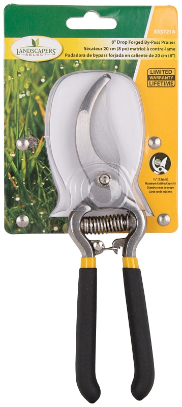 Landscapers Select SE3218 Pruning Shear, 1/2 in Cutting Capacity, Steel Blade, Steel Handle, Cushion-Grip Handle