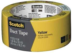 Scotch 3920-YL Duct Tape, 20 yd L, 1.88 in W, Yellow