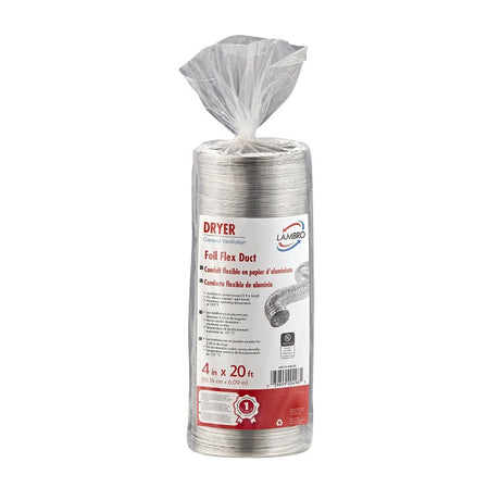 Lambro 498-20 Foil Flex Duct, 20 ft L, Aluminum/Polyester