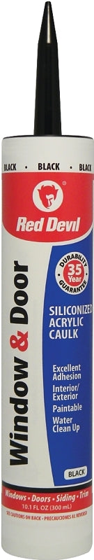 Red Devil 084660 Siliconized Acrylic Caulk, Black, -20 to 180 deg F, 10.1 fl-oz Cartridge, Pack of 12