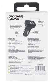 PowerZone U12 Dual USB Car Charger, Black