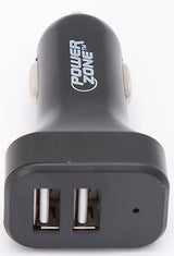 PowerZone U12 Dual USB Car Charger, Black