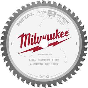 Milwaukee 48-40-4220 Circular Saw Blade, 6-1/2 in Dia, 5/8 in Arbor, 48-Teeth, Carbide Cutting Edge