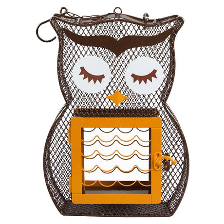 Heath 21703 Suet and Seed Bird Feeder, Whimsical Owl, Brown/Orange