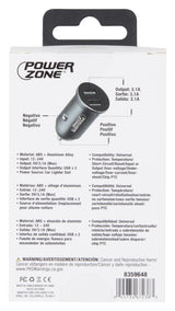 PowerZone KL-065CU Dual USB Car Charger, Black