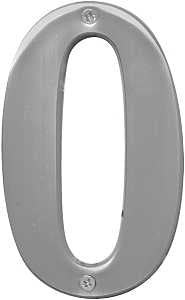 Hy-Ko Prestige Series BR-51SN/0 House Number, Character: 0, 5 in H Character, Nickel Character, Brass, Pack of 3