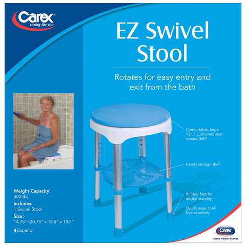 Carex Health Brands Blue/White Bath/Shower Seat Aluminum 20.75 in. H X 13.5 in. L