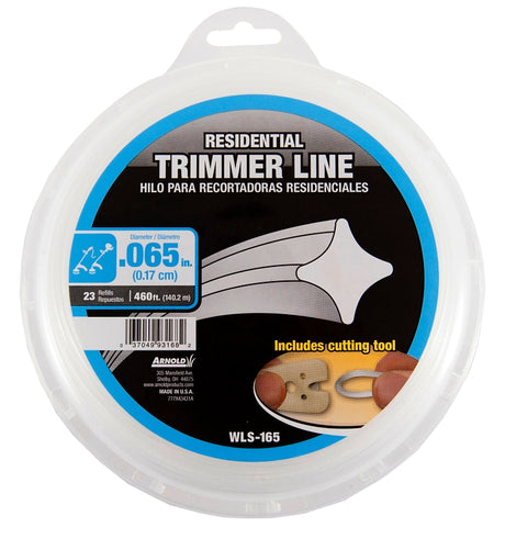 ARNOLD WLS-165 Trimmer Line, 0.065 in Dia, 460 ft L, Nylon