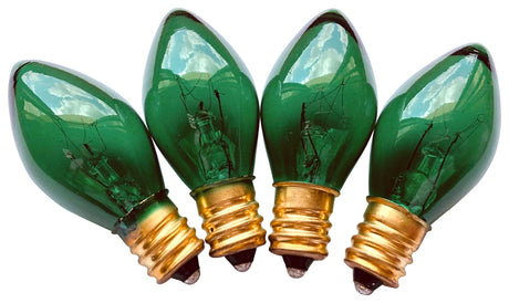 Hometown Holidays 19115 Light Bulb, 5 W, Candelabra Lamp Base, Incandescent Lamp, Transparent Green Light, Pack of 25