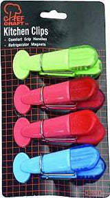 Chef Craft 21091 Magnetic Memo Clip Set, 3-1/2 in W, Blue/Green/Purple/Red