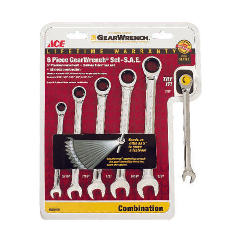 Ace SAE Gearwrench Set 8.2 in. L 6 pc