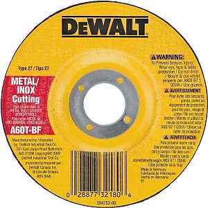 DEWALT DW8420 Cutting Wheel, 4 in Dia, 0.045 in Thick, 5/8 in Arbor, 60 Grit, Medium, Aluminum Oxide Abrasive