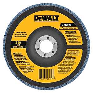 DEWALT DW8352 Flap Disc, 4-1/2 in Dia, 7/8 in Arbor, Coated, 60 Grit, Medium, Zirconium Oxide Abrasive