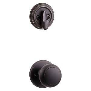 Kwikset 966CV 11P Handleset Interior Trim, 3 Grade, Zinc, Venetian Bronze, Knob Handle, 2-3/8, 2-3/4 in Backset