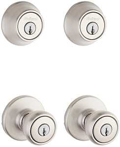 Kwikset 242T 15 K2 CP Combination Lockset, Knob Handle, Tylo Design, Satin Nickel, 3 Grade, Metal