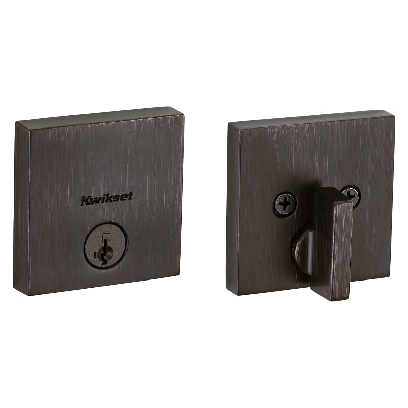 Kwikset Signature Series 258 SQT 11P SMT CP K4 V1 Deadbolt, Grade 1 Grade, K4 Key, Zinc, Venetian Bronze, KW1 Keyway