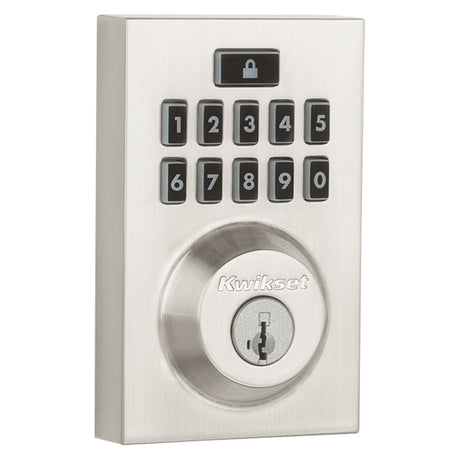 Kwikset SmartCode 913 Series 913CNT 15 SMTCD Deadbolt, 2 Grade, Zinc, Satin Nickel, KW1 Keyway, 1-3/8 to 2 in Thick Door