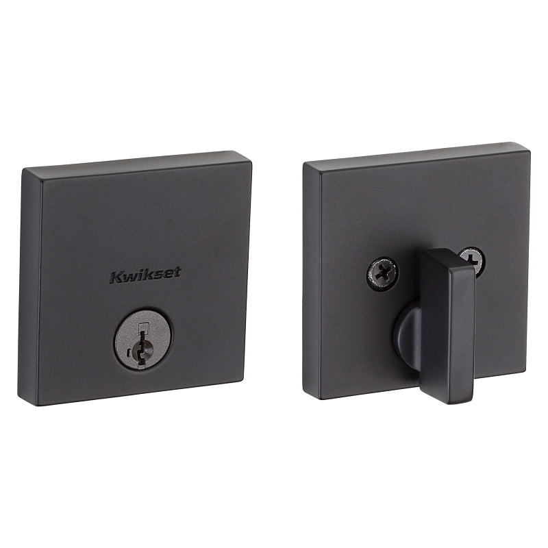 Kwikset Signature Series 258 SQT 514 SMT Deadbolt, 1 Grade, Keyed Key, Zinc, Iron Black, 2-3/8, 2-3/4 in Backset