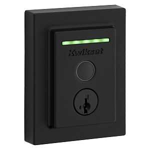 Kwikset Halo Series 959 CNT FPTR WIFI 514 Electronic Deadbolt, Matte Black, Residential, Brass/Steel, OS: Android