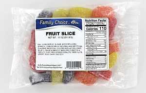 Family Choice 1110 Candy Slice, Assorted Fruits Flavor, 14 oz, Pack of 12