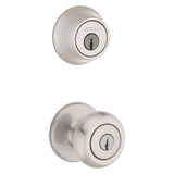 Kwikset 242CV 15 CP K6 Combination Lockset, Knob Handle, Cove Design, Satin Nickel, 3 Grade, Metal