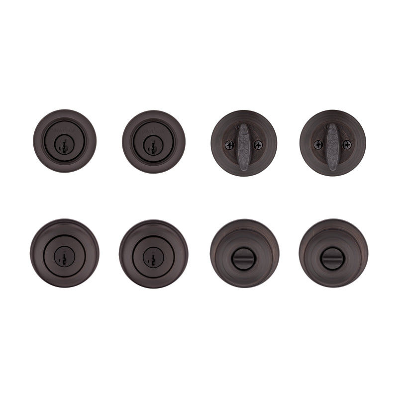 Kwikset Cove Series 92420-063 Entry Knob and Single Cylinder Deadbolt, Knob Handle, Venetian Bronze, Yes, 3 Grade, Metal