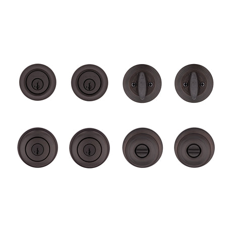 Kwikset Cove Series 92420-063 Entry Knob and Single Cylinder Deadbolt, Knob Handle, Venetian Bronze, Yes, 3 Grade, Metal