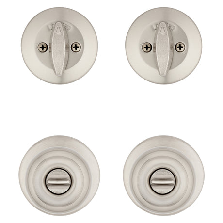 Kwikset Cove Series 92420-059 Entry Knob and Single Cylinder Deadbolt, Knob Handle, Satin Nickel, Knob Interior Handle