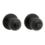 Kwikset 300P 514 CP Privacy Door Lock, Polo, Traditional Design, Knob Handle, Matte Black, Metal, Turn-Piece