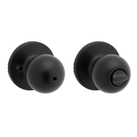 Kwikset 300P 514 CP Privacy Door Lock, Polo, Traditional Design, Knob Handle, Matte Black, Metal, Turn-Piece