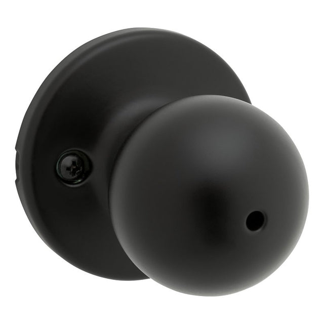 Kwikset 300P 514 CP Privacy Door Lock, Polo, Traditional Design, Knob Handle, Matte Black, Metal, Turn-Piece