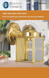 Boston Harbor 4000NH-2-3L Outdoor Wall Lantern, 120 V, 60 W, Steel Fixture, Polished Brass Fixture