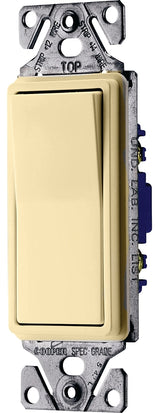 Eaton Wiring Devices 7500 Series C7503V-SP Rocker Switch, 15 A, Lead Wire Terminal, 120/277 V