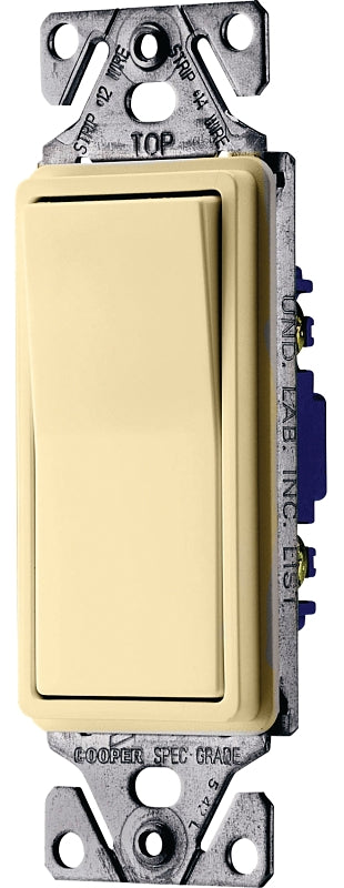 Eaton Wiring Devices 7500 Series C7503V-SP Rocker Switch, 15 A, Lead Wire Terminal, 120/277 V