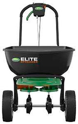 Scotts 75902 Elite Spreader, 30 lb Capacity, 20,000 sq-ft Coverage Area, 6 ft W Spread, Plastic