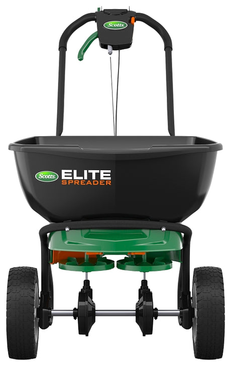 Scotts 75902 Elite Spreader, 30 lb Capacity, 20,000 sq-ft Coverage Area, 6 ft W Spread, Plastic